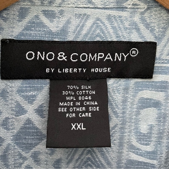 Ono & Company By Liberty House Silk Blend Hawaiian Button Up Shirt Aztec XXL - Picture 3 of 7